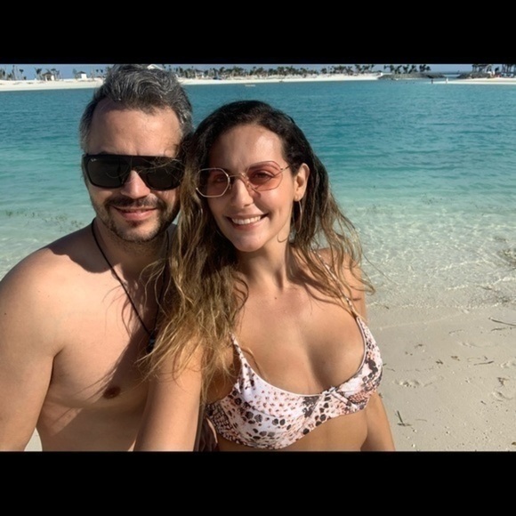 White and Brown animal print bikini top and bottom set size Medium - Picture 5 of 16